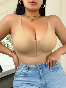 Women's Plus Size Sports Bra, Shockproof Anti-Sag Front Closure Push-Up Bras, Large Chest Concealer Small Bust Enhancer, Post Surgery Bra