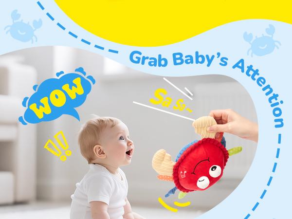 Hahaland Baby Musical Crab Plush Toy with 48 Songs & Recording Feature Interactive Dancing Toy for Tummy Time 0-3 Months 6-12 Months Baby Toddler Toy 1-3 Birthday Christmas Holiday Gifts