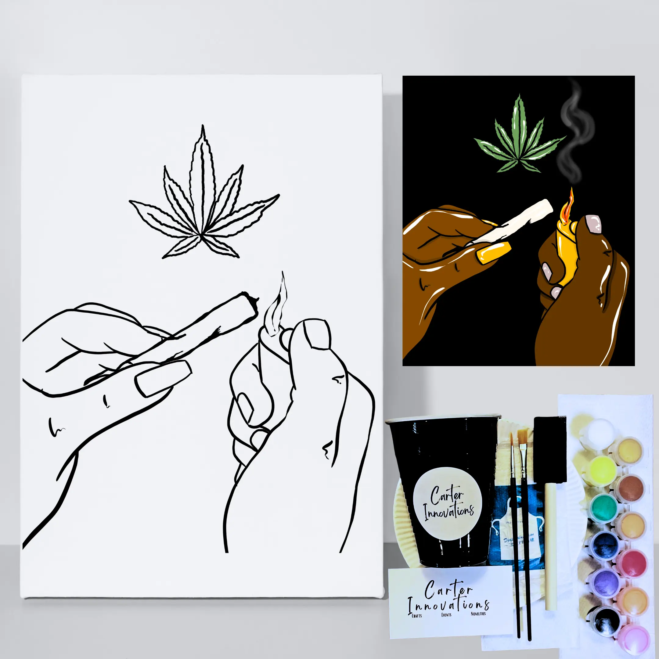 Wake & Bake- Fourtwenty Puff and Paint Sketched Canvas