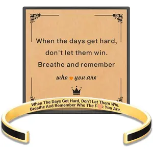 Remember Who The You Are Motivational Cuff Bracelet for Women, Stainless Steel Color Inspirational Bangle Bracelets with Engraved  Message  for Sisters BFF Friends Gifts