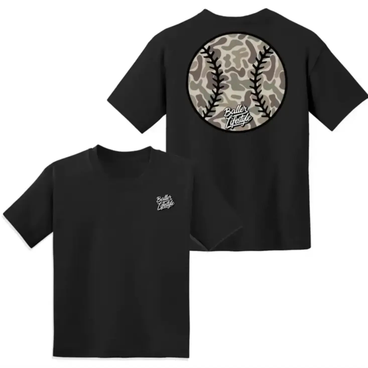 Camo Baseball Baller Lifestyle Youth T-Shirt, Baseball Youth Shirt, Youth Outdoor Clothing, Back to School Shirt, Gift For Boys And Girls, Youth Shirt Available In Sizes XS–XL