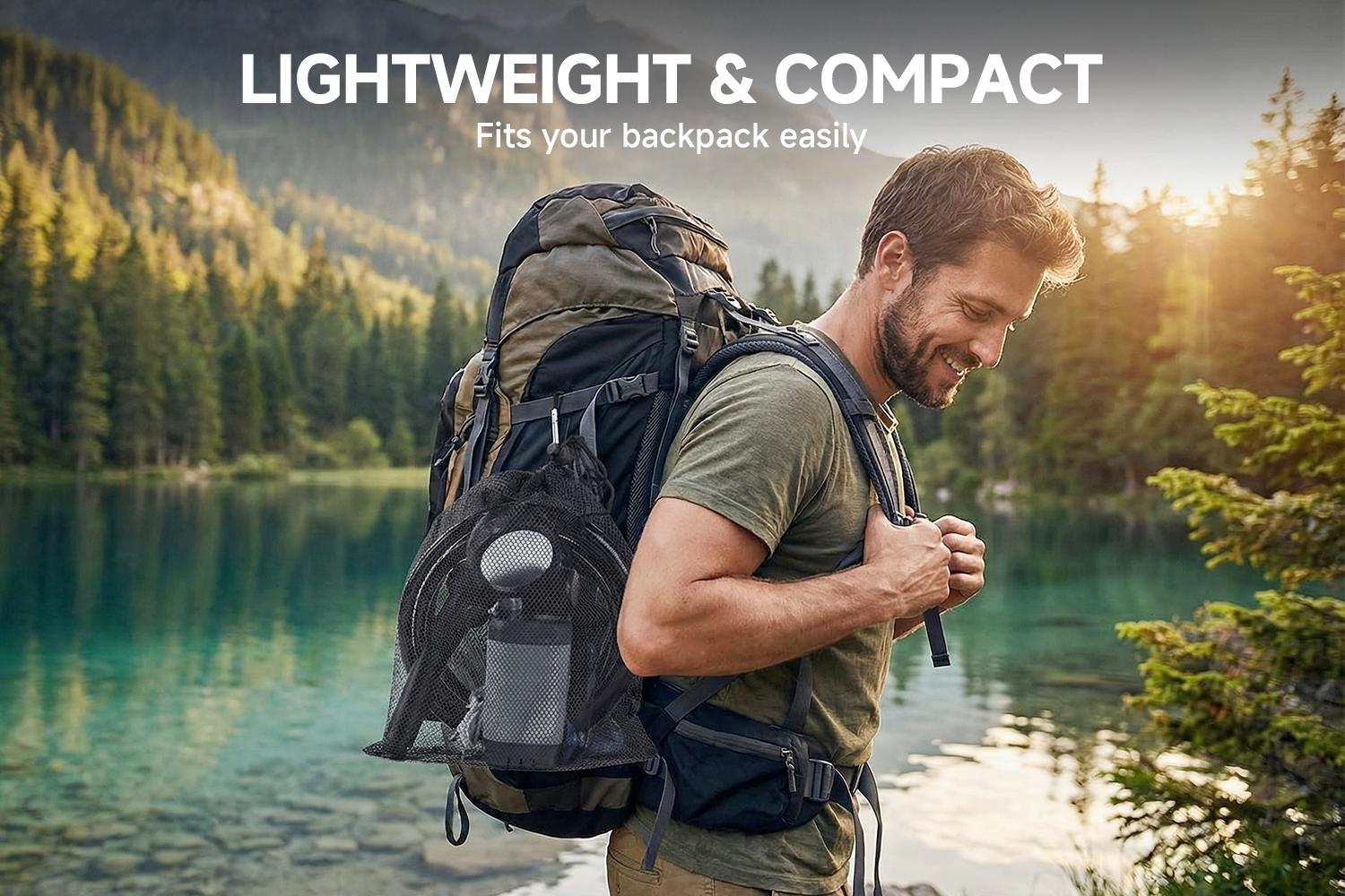 Senmeo Portable Outdoor Camping Shower - Black, 6000mAh USB Pump, Rechargeable, Ideal for Beach, Hiking, Pet Bathing, Easy to Carry, Versatile for Outdoor Activities