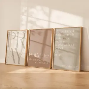Neutral Christian Wall Art Set of 3 Prints Bible Verse Printable Bundle Minimalist Scripture Posters Modern Religious Decor for Girls