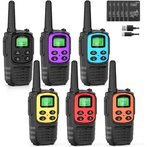Walkie Talkies Long Range for Adults, Rechargeable Walkie Talkies 6 Pack with 22 FRS Channels, 2 Way Radios, NOAA, Li-ion , LED Flashlight, VOX  for Family Hiking Camping