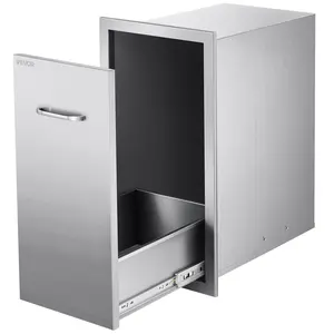 【DealsForYouDays】VEVOR Outdoor Kitchen Trash Drawer, 13.54"W x 19.61"D x 25.79"H Interior Storage, Multi-Purpose Outdoor Kitchen Drawers Stainless Steel, 55 lbs Max Capacity per Tier, for Outdoors BBQ Island Kitchens