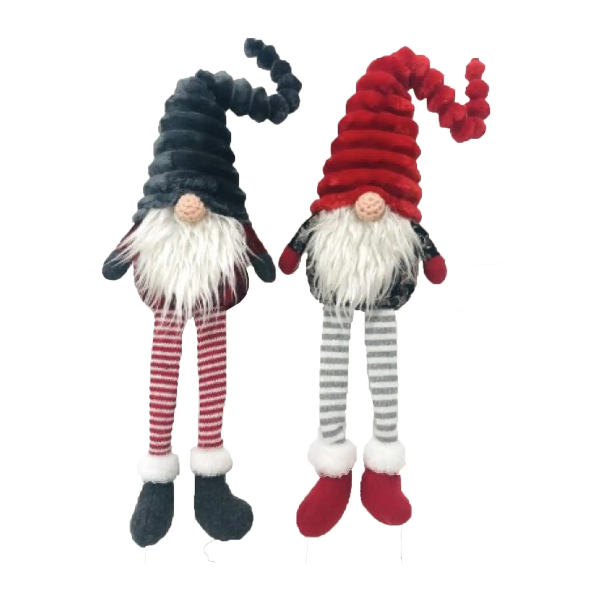 14" Santa's Workshop Sitting Xmas Gnomes, Set of 2