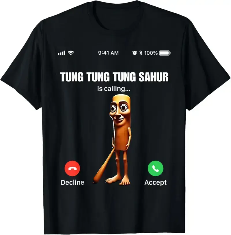 100% Cotton Unisex Tung Tung Tung Sahur - Italian Brainrot Meme T-Shirt women graphic shirts