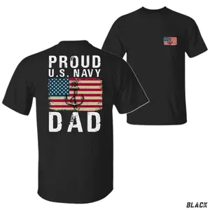 Proud U.S. Navy Dad T-Shirt – Vintage Flag Anchor Graphic Tee, Military Dad Pride Shirt, Veteran Dad Gift