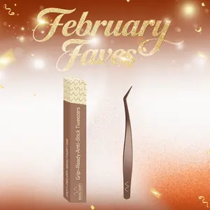 MAXCOMFI Grip-Ready Anti-Stick Tweezers for Lashes Clusters Tip Eyelash Tweezers for False Lashes Straight and Curved Eyelash Tweezers for Professional Artists Girls Women Beginners