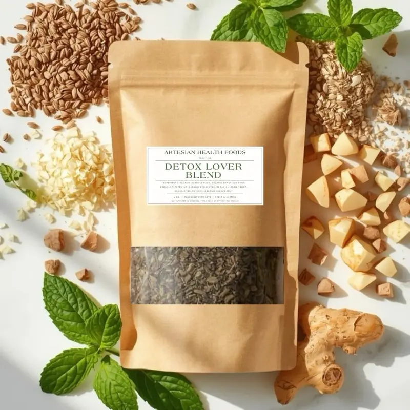 Artesian Health Foods Detox Lover Tea Blend - Organic Burdock & Dandelion Root for Liver Support - Ginger & Peppermint for Energy & Digestion