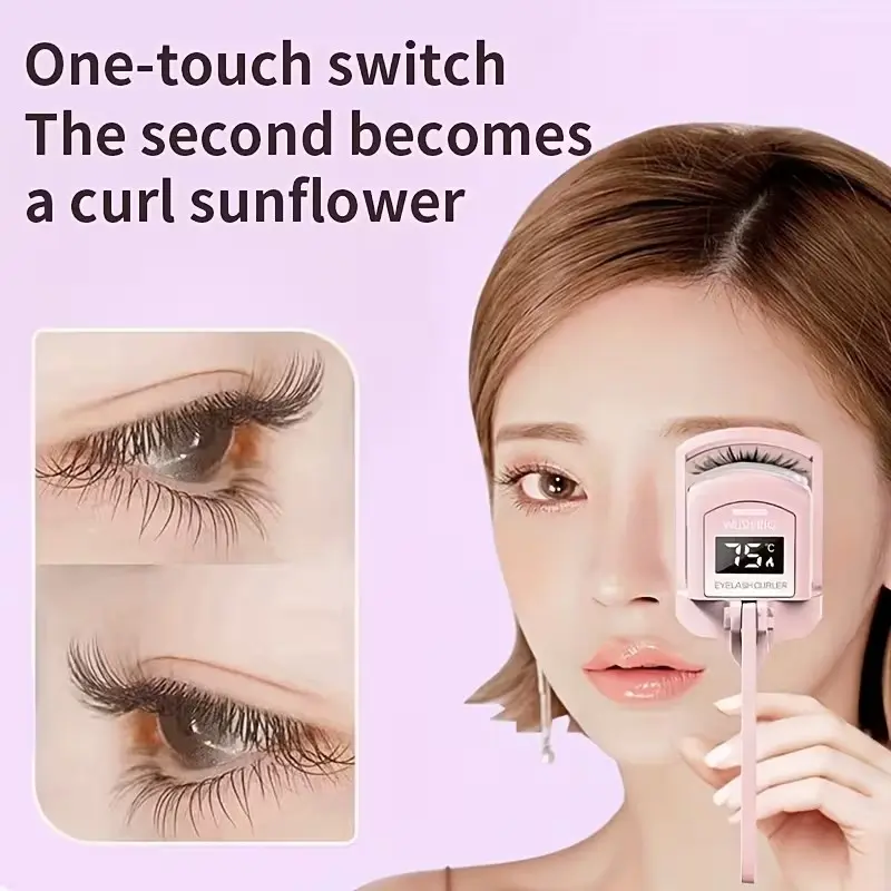 USB Heated Eyelash Curler with LED Display, Color-Changing Silicone Pad, Fast Heating, Compact and Portable, Safe for All Lashes, Curling Lashes, Beauty Lash Curler