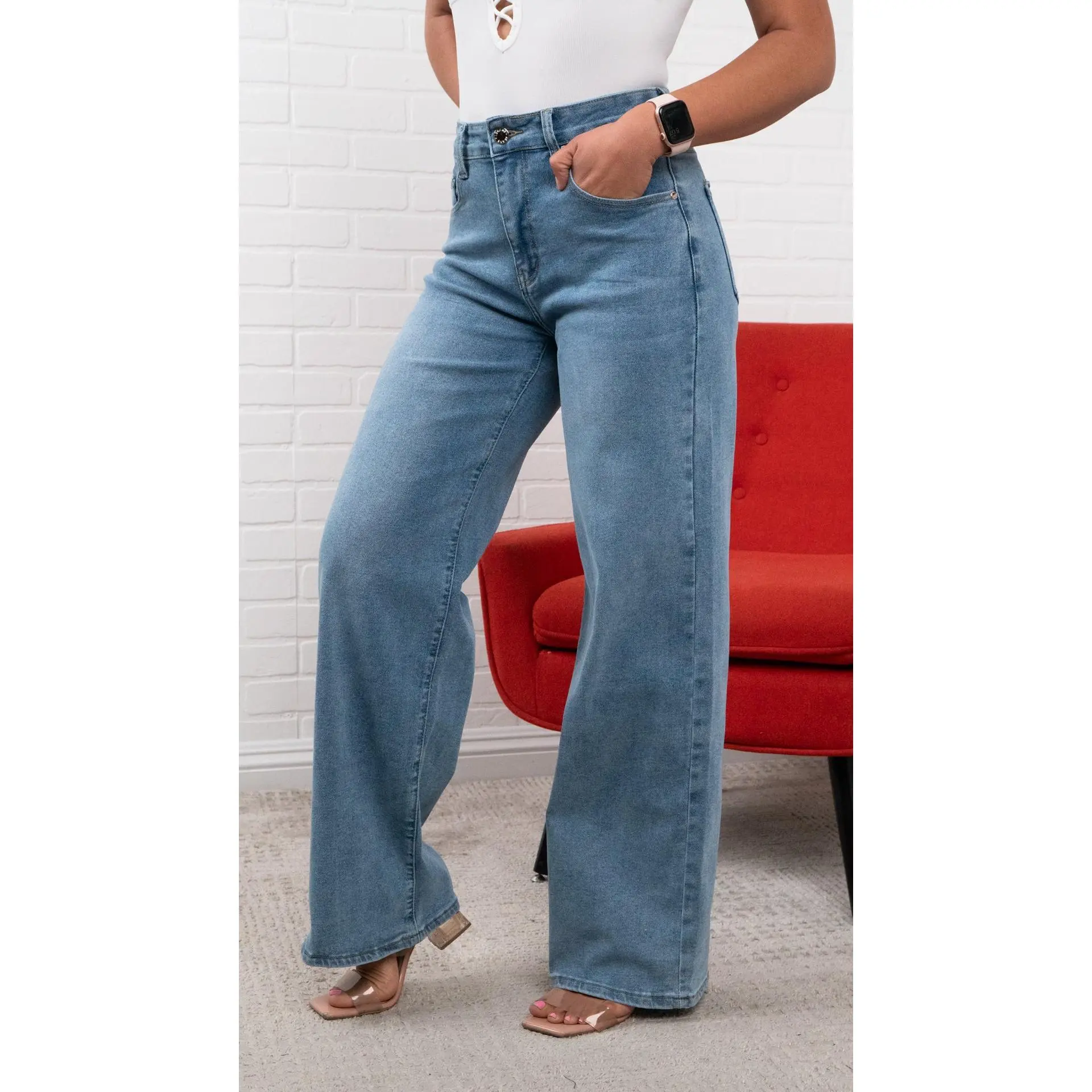 Refined Lauren Classic High waisted 31" comfy Jeans Versatile Wear, Well Made, Feminine Style, Chic Look, Must Have, All Day Comfort, Long Lasting, Premium Quality, Layering Piece, Fashionable, tailored comfort