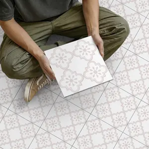 Modern Geometric Flower Tile Sticker, Removable Self-Adhesive PVC, Waterproof Durable, Easy Clean, Decorative Kitchen Bathroom Decor