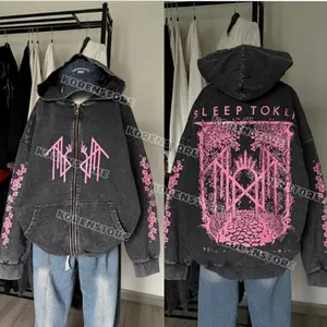 Retro Sleep Token Pure Pink Washed Hoodie, Washed Zip Up Hoodie, Sleep Token Tour 2025 Washed Hoodie, New Song Concert Tour, Gift for Fan TSUTT11 WWSBD
