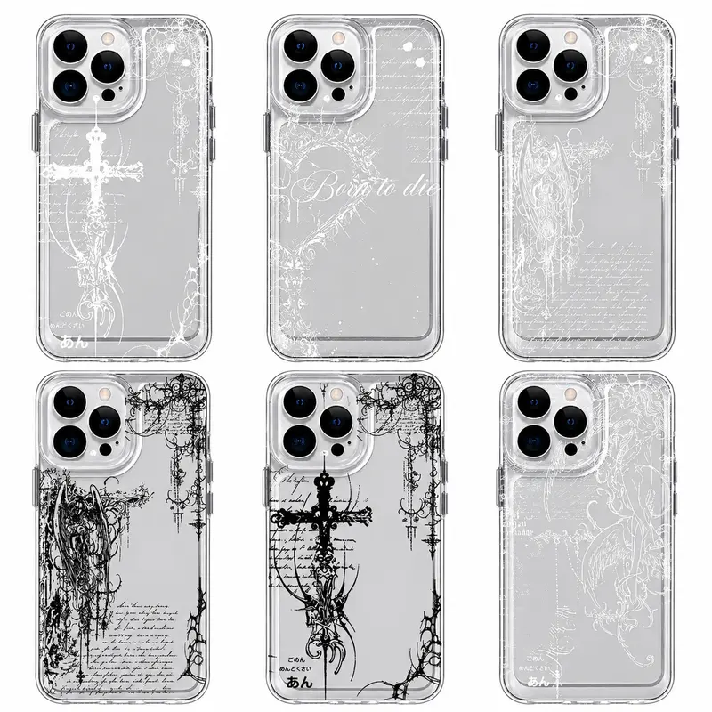 Transparent Shockproof Anti-Drop Cellphone Casing for iPhone 18/17/16 Pro/16/15/14/13/12 Pro Max Plus, Ins-Style Fashion Protection Accessory, Multi-Color Option, Ideal Birthday Gift for Adults,techvibes