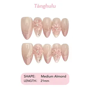 Tanghulu Nails-LOVE ME SOFTLY Collection/Handmade Press On Nails/ Almond/ Medium 21mm