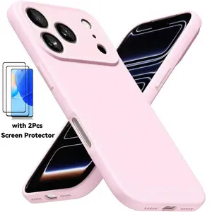 Suitable for iPhone17Promax 17Air phone case with 2Pcs Screen Protector, lens full cover anti-drop and shockproof, Fingerprint-resistant,frosted soft mobile  couple protective case, Compatible with iPhone 13promax 14pro 15plus 16promax 17pro series