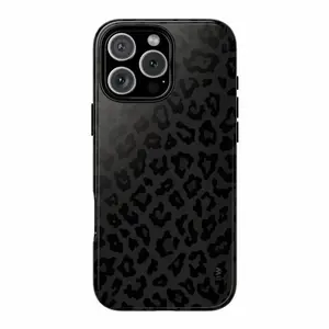 2-Piece Shockproof Rubber Smartphone Case, Black Leopard Cheetah Design Cover with Protection for Mobile Devices, Wireless Handheld Phone Accessory