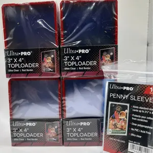 Ultra Pro 3X4 RED BORDER Toploaders 35pt 4 Packs of 25 AND 100 SLEEVES