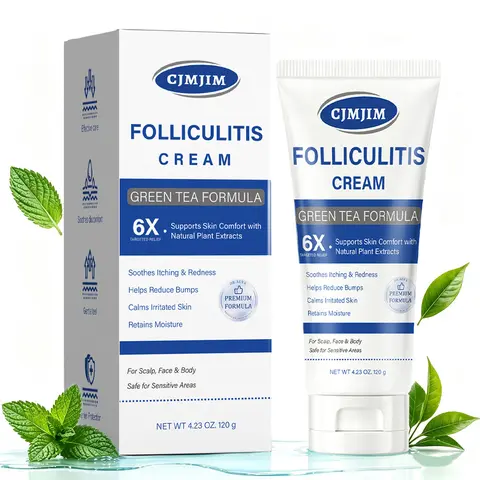 CJMJIM Folliculitis Treatment Body Lotion (4.23oz) - Gentle, Smooth, Non-Comedogenic, Anti-Itch Moisturizer with Fresh Mint & Natural Herbs for Sensitive Skin, Scalp Razor Bumps