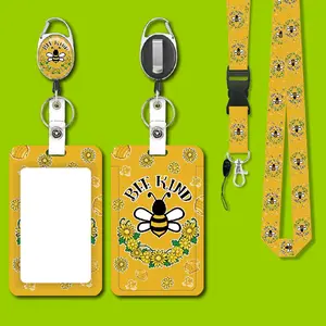 Cute Bee Lanyard ID Holder, Fashionable Badge Reels Retractable with Clip, Badge Holder & Lanyard, Nurse Teacher Office Gift, Retractable Badge Holders
