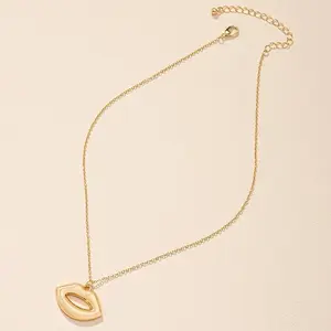 Gold Chain Lip Pendant Necklace - Elegant Design with Smooth Finish and Versatile Use