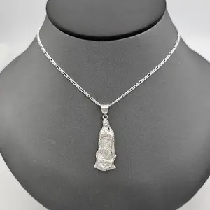 925 Solid Sterling Silver Our Lady Virgen Guadalupe Silhouette Pendant Necklace - Medalla de la Virgen de Guadalupe, Unisex