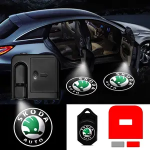 Skoda Logo Welcome Light LED Projection Decor, Automatic Door Opening, Night Visibility Enhancement, Must-Have Car Modification Accessory