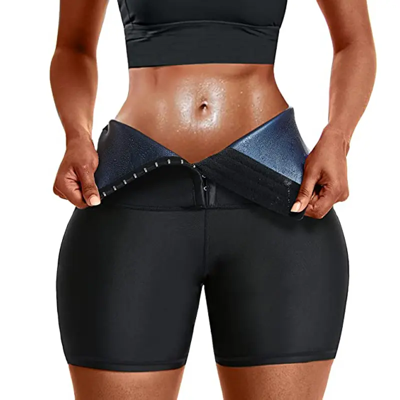 Women Sauna Sweat Shorts Activewear High Waisted Shorts Workout Exercise Body Shaper Shorts Waist Trainer Leggings Pants