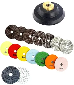 Diamond Polishing Pads 6 Inch Wet Dry Set 10 Pieces for Marble Quartz Stone Countertop Granite Concrete Polishing