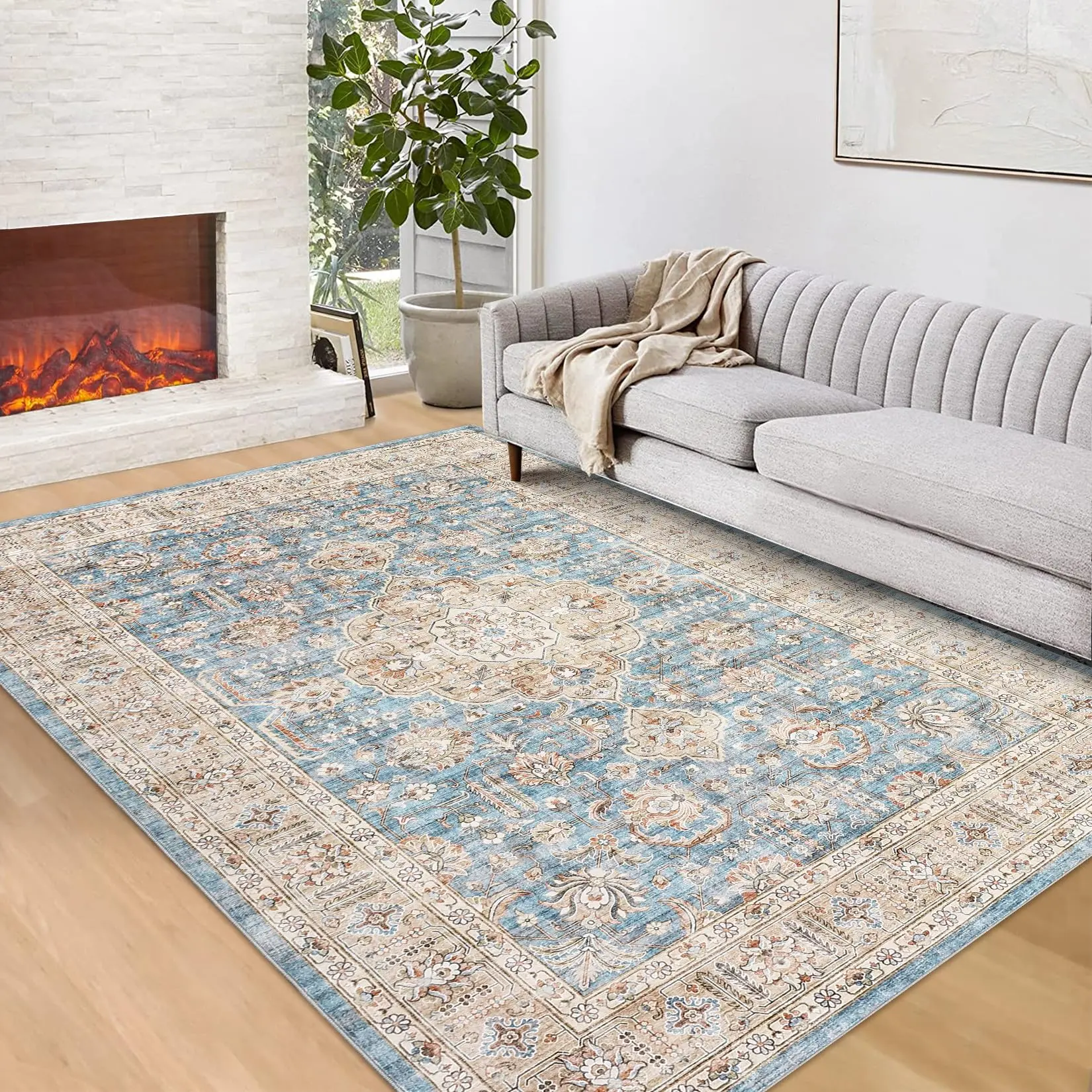 【GARVEE】5x7 Area Rug - Ultra Soft, Faux Wool, Non-Slip Carpet for Bedroom, Living Room, Kitchen, Dining Room - Modern Oriental Washable Home Decor Rug