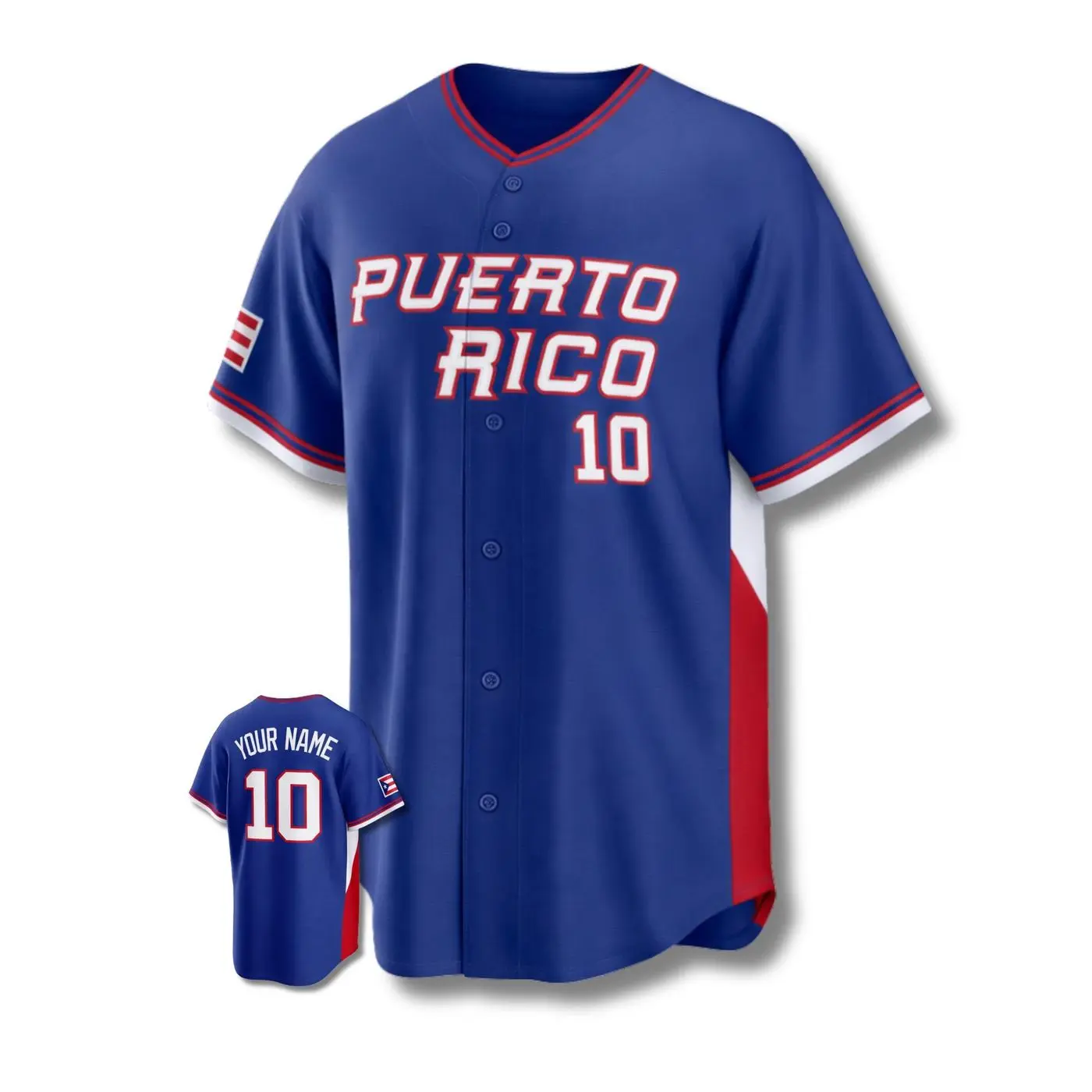Custom Puerto Rico Baseball Jersey – 3D Flag Design with Name & Number