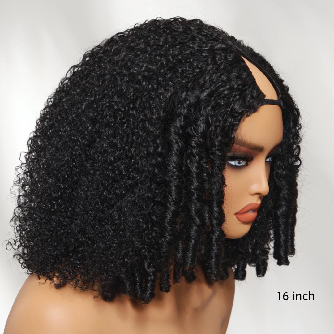 UNice 250% V Part Fluffy Kinky Curly Wig wiht Burmese Curly Layer Gluless Human Hair Wigs No Leave Out Beginner Friendly #SpringStatements