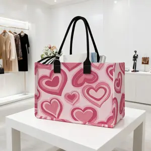 Heart Print Large Capacity Storage Bag, Storage Tote, Super Size Organizer with Durable Handle, Space Saving Multi-Purpose for School, Travel, Shopping