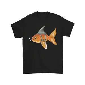 Men's shark lover fish fishing humor Graphic T-Shirt - Short Sleeve Crew Neck Regular Fit Casual Wear | Soft & Breathable Fabric, Durable Print, Everyday Comfort, Machine Washable, cartoon underwater fantasy
