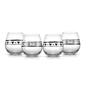 JoyJolt Set of 4 Disney Geo Picnic Mickey Stemless Wine Glass