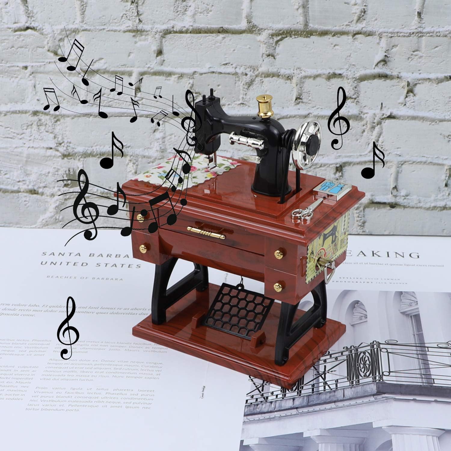 2026Mother's Day Gift,Vintage Mini Sewing Machine Music Box,Sewing Machine,European Retro Classical Treadle Sewing Machine, Table Desk Decoration Mechanical Clockwork Music Box for Children/Adults Birthday Holidays Anniversary Gift
