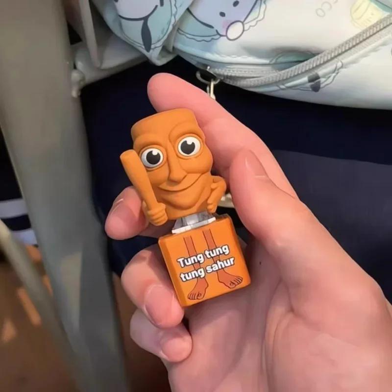 Stick man Tung tung tung Tungtungtung Anime Wooden Keychain Stick Man Figure with Luminous Pendant Collectible Decorative Gift