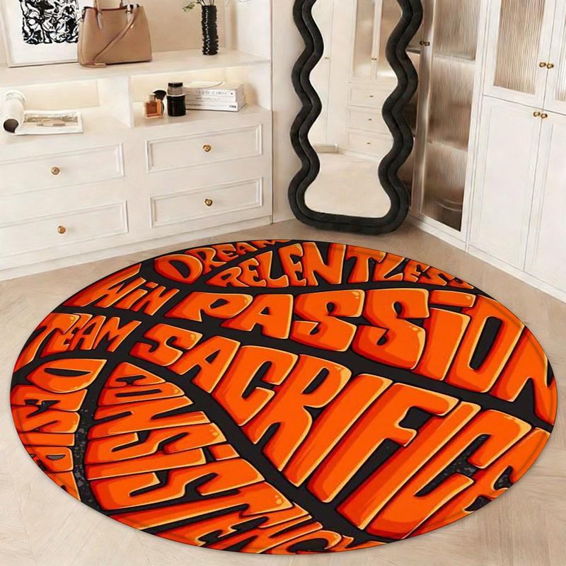 1pc Sports Theme Basketball Inspirational Rug, Durable Non-Slip Polyester Carpet for Gym Decor, Vibrant Indoor Home Decoration