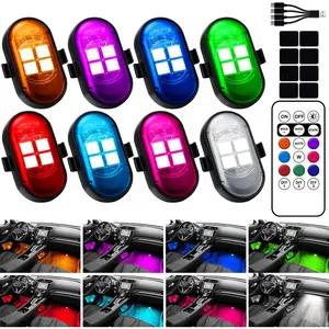 Upgraded Wireless LED Lights for Car, Rechargeable Interior Car Lights with Brightness Adjustable, 12H Battery Life, Remote Control, Mini Strobe Lights for Vehicle Motorcycle Bike Decor,cars accessories,car stuff