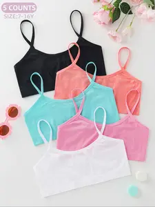 5/8 COUNTS Cute Girls Bralette 7-16 Years, Breathable Comfortable Single Layer Bra,Casual Sports Student Teenage Underwear,Daily Wear,All Seasons