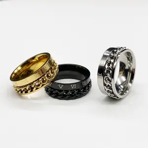 Spinner Ring women Titanium Steel Worry Ring, Meditation Ring Fidget ring Anxiety / Stress, Spin Ring Fidget Ring help Worry