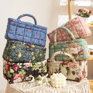Vintage Floral Storage Basket, Portable Home Fabric Storage Basket, French Country Style Portable Storage Basket, Handbag, Shopping Bag, Travel Storage Bag, Desktop Storage Basket, Bedside Storage Bag