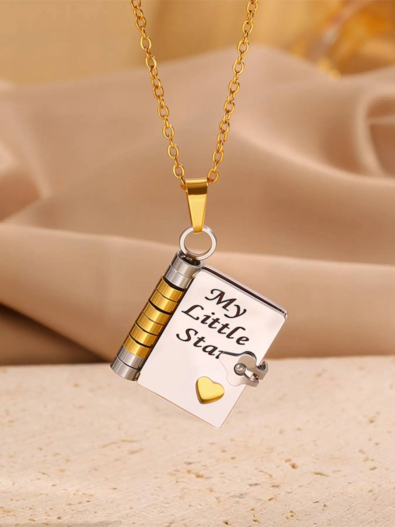 “My Little Star” Book Necklace for Daughter – Engraved Book Locket Necklace, Birthday & Graduation Gift for Girls, Meaningful Jewelry Gift for Her；Perfect Birthday & Graduation Keepsake for Her