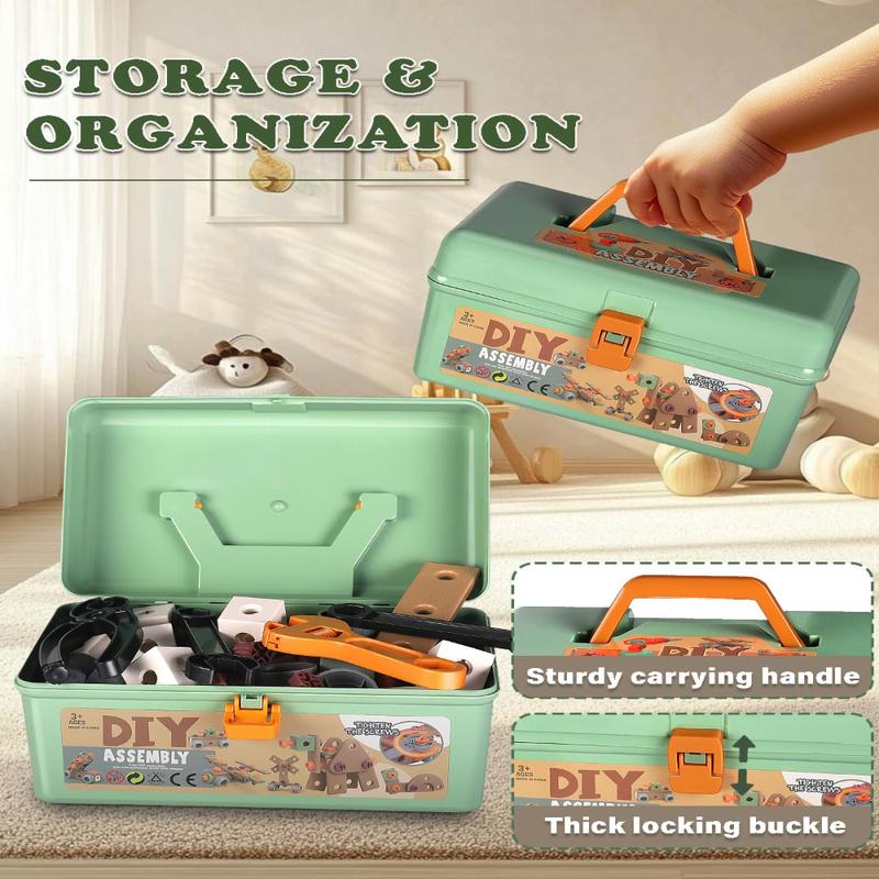 Kids Tool Set Real, Toddler Tools Box Set, Magic Montessori Play Toolbox with Electric Drill & Screwdriver, Building Kit Toy, Pretend Play Set