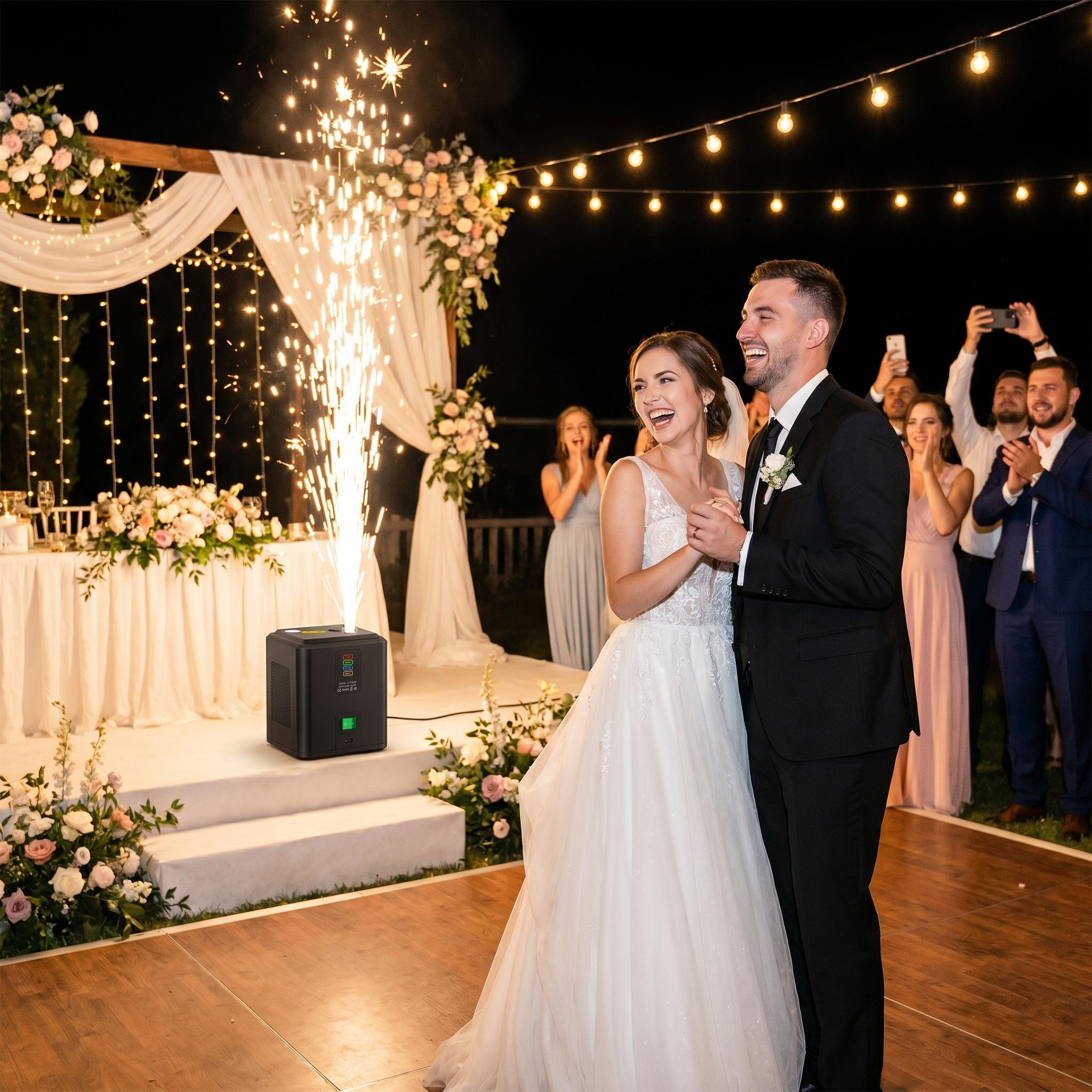 350W Mini Cold Spark Machine, Compact & Lightweight, Remote Control, 2-3m Spray Height, Smokeless & Odorless, Weddings, Birthdays, Concerts & More（Does not include consumables）