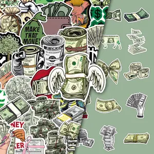 50-Pack Dollar Bill Stickers - Creative Graffiti Decals for Journals, Skateboards, Guitars, Cars & Motorcycles (Urban Street Art Design, Weatherproof Vinyl) Truck Car Decal