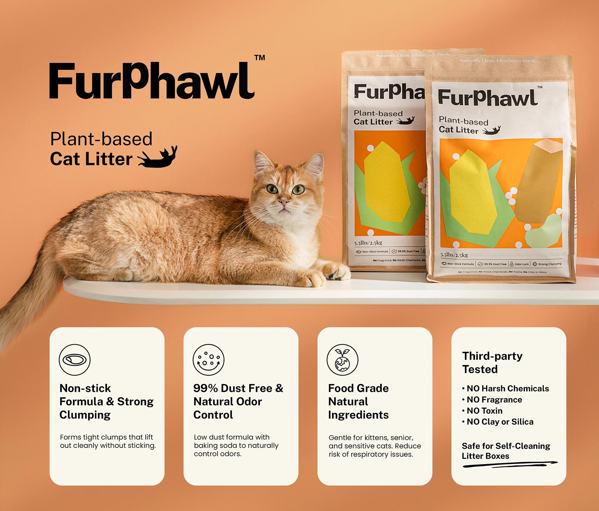 Natural Tapioca Cat Litter – Non-stick formula, Quick Clumping, Dust-Free, Odor Control, Kitten Friendly for Automatic Litter Box, Baking Soda