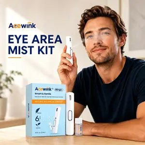 Acewink BlingU Cooling Nano Cherry-Mint Eye Mist Device - Rechargeable Smart Kit, Moisturizing Hydrator for Puffy Eyes, Screen Fatigue Relief, Instant Icy Refresh, Redness Soothing for Dry Skin