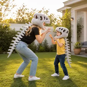 Realistic Dinosaur Skeleton Costume for Kids & Adults – 3D Spinosaurus Skull Mask & Plush Spine, Funny Family Halloween Cosplay Outfit for Parties, Dress-Up & TikTok Roleplay